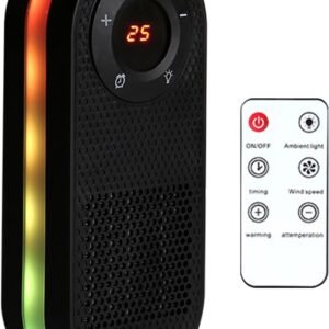 Calentador Spinplug para Hogar y Oficina — Calentador Portátil con Luz Ambiental de 7 Colores, Calentador Personal de Escritorio, Calentador de Cerámica de Calor Rápido (Ideal para Dormitorio, Escritorio y Camping al Aire Libre)